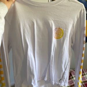 Long Sleeve White Cropped Vans Shirt